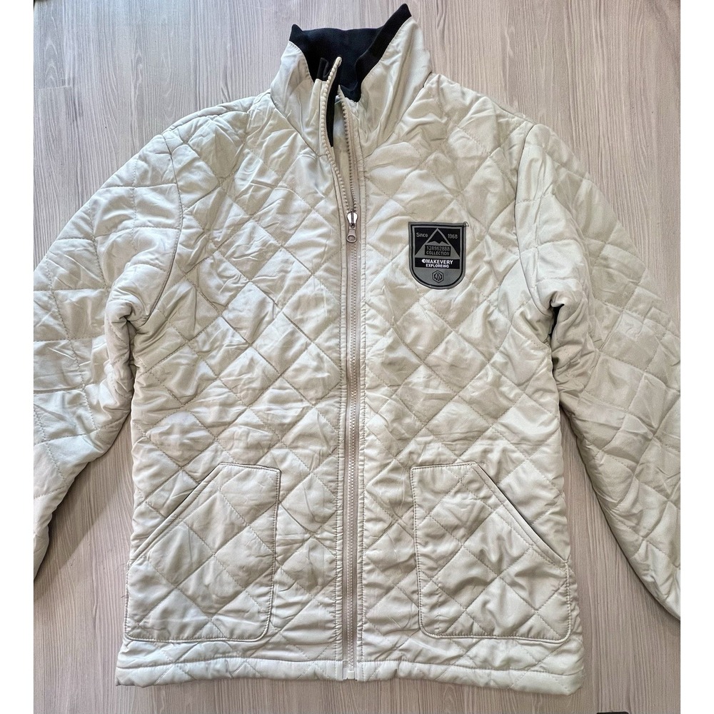 Lightweight Diamond Quilt Full Zip Women Jacket - Makevery Exploring Beige Large